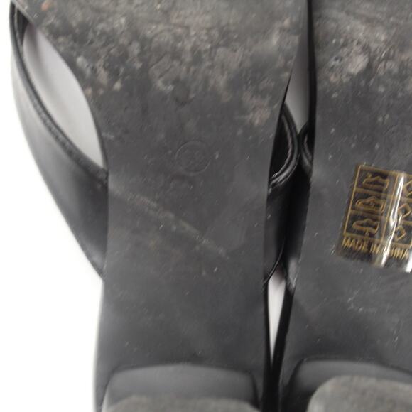 Cink Me Faux Vegan Leather Heeled Sandals Black Thong Size 39 US 6 - Picture 10 of 10